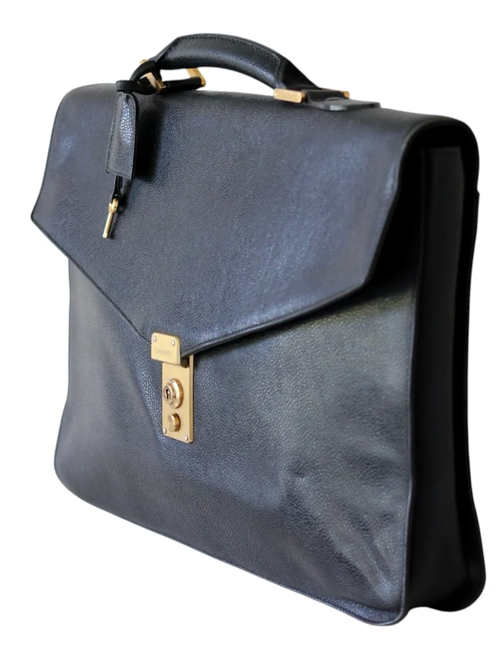 Chanel Vintage Caviar Executive Portfolio Bag with Gold Hardware